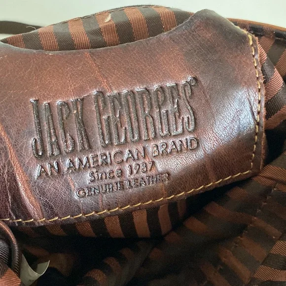 Jack Georges Savio Horseshoe Crossbody Bag Buffalo Leather Brown Cream - Picture 8 of 11